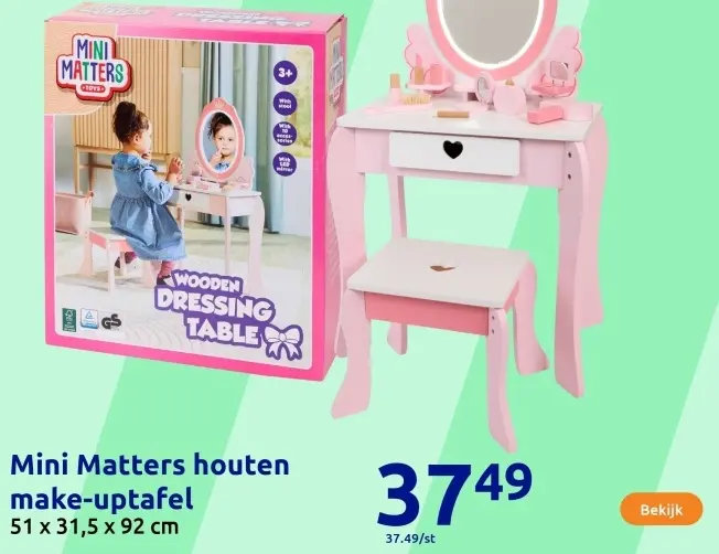 Aanbieding: Mini Matters houten make-uptafel