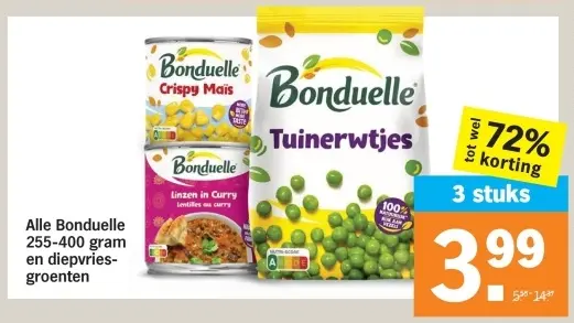 Aanbieding: Alle Bonduelle 255-400 gram en diepvriesgroenten