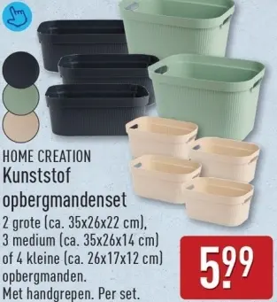 Aanbieding: Kunststof opbergmandenset