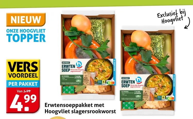 Aanbieding: Erwtensoeppakket met Hoogvliet slagersrookworst