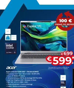 Offre: Acer Aspire 14 Al A14-53M-5007