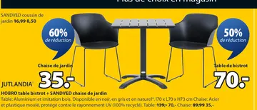 Offre: HOBRO table bistrot + SANDVED chaise de jardi