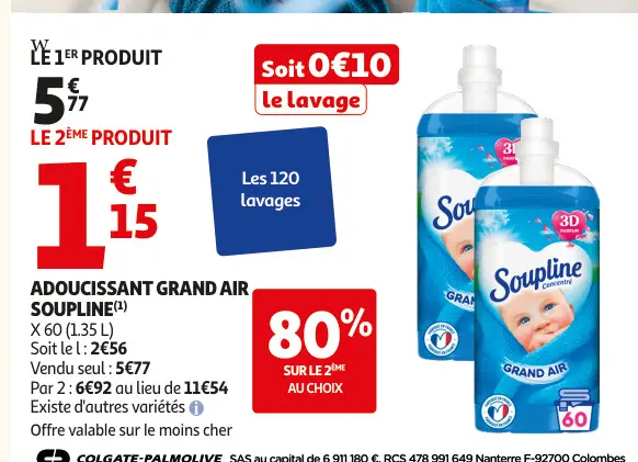 Offre: Adoucissant grand air SOUPLINE