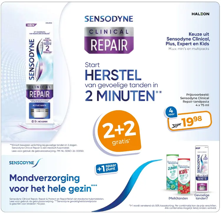 Aanbieding: Sensodyne Clinical, Plus, Expert en Kids