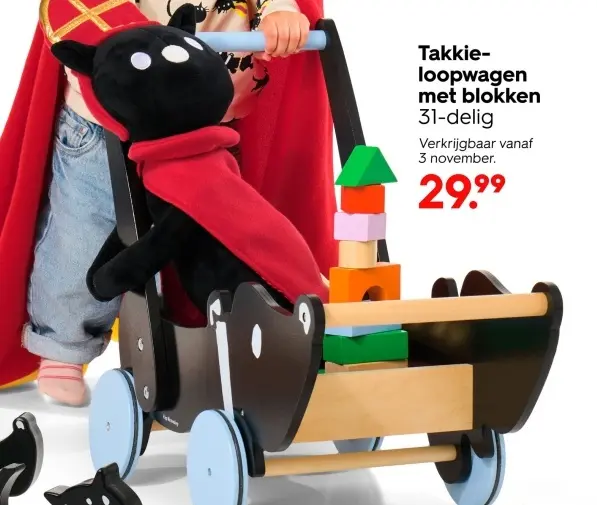 Aanbieding: Takkie-loopwagen met blokken
