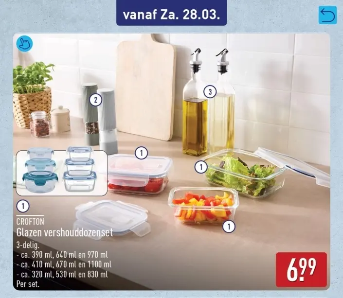 Aanbieding: Glazen vershouddozenset