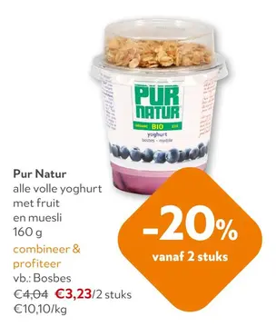 Aanbieding: Pur Natur alle volle yoghurt met fruit en muesli