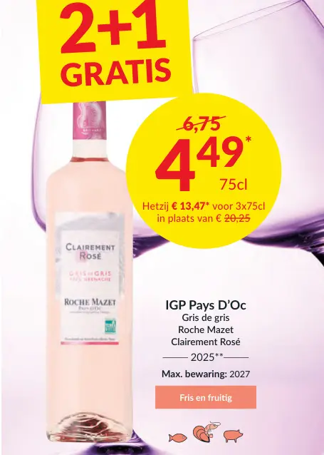 Promotie: IGP Pays D'Oc Gris de gris Clairement Rosé