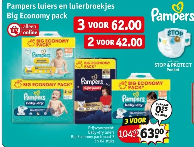 Aanbieding: Pampers luiers en luierbroekjes Big Economy pack