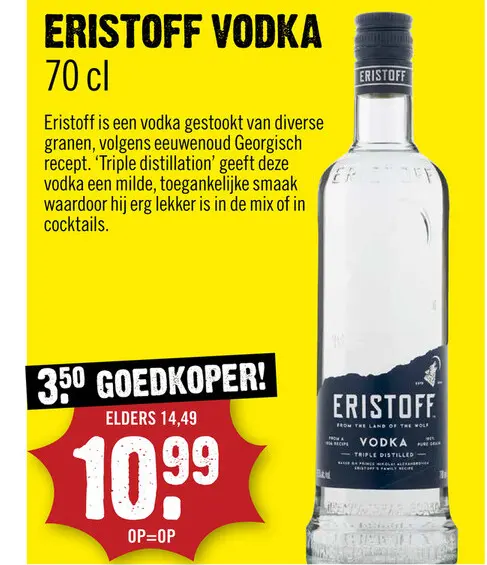 Aanbieding: Eristoff Vodka 70 cl