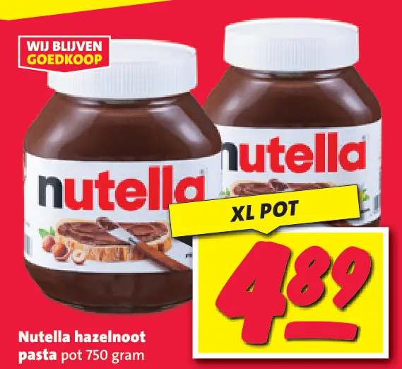 Aanbieding: Nutella hazelnoot pasta