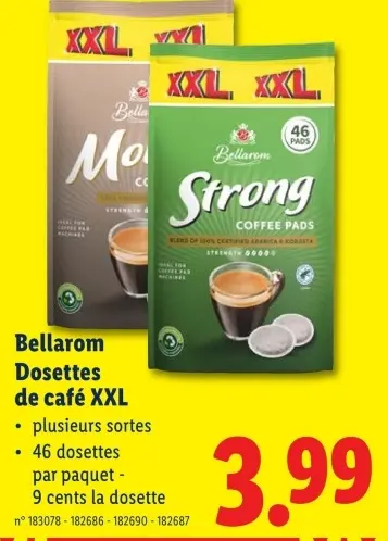 Offre: Dosettes de café XXL