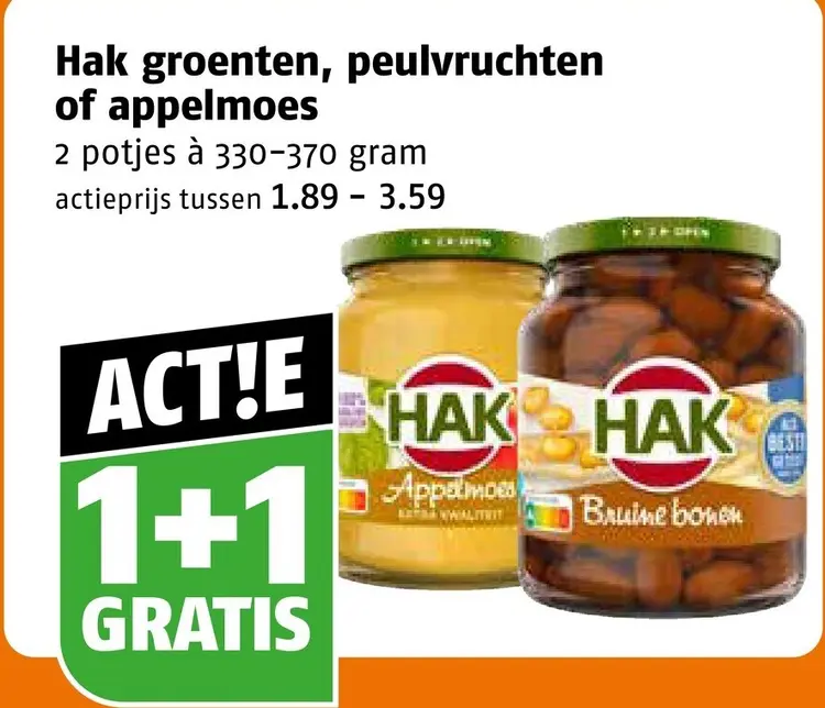 Aanbieding: Groenten, peulvruchten of appelmoes
