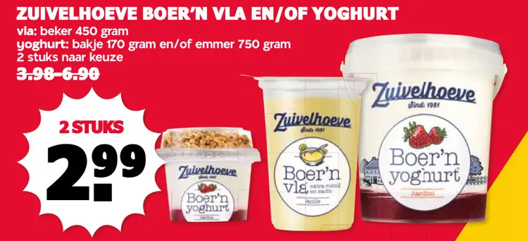 Aanbieding: Boer'n vla en/of yoghurt