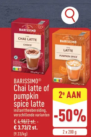 Promotie: Chai latte of pumpkin spice latte