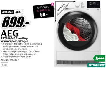 Aanbieding: AEG TR738AT4B SensiDry Warmtepompdroger