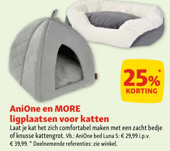 Aanbieding: AniOne en MORE ligplaatsen voor katten