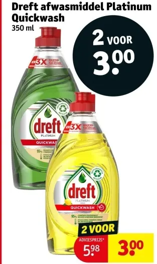 Aanbieding: Dreft afwasmiddel Platinum Quickwash