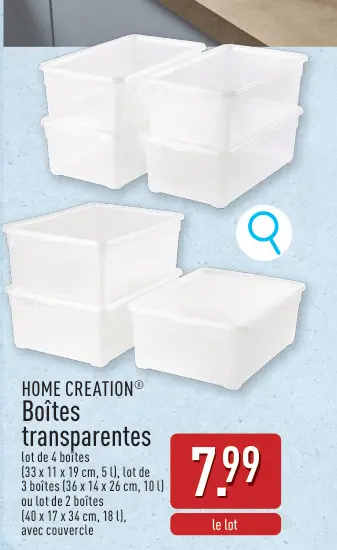 Offre: Boîtes transparentes