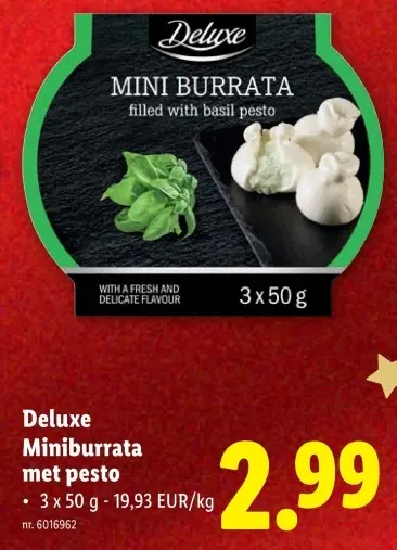 Promotie: Miniburrata met pesto