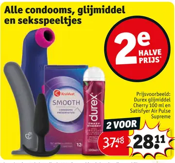 Aanbieding: Alle condooms, glijmiddel en seksspeeltjes