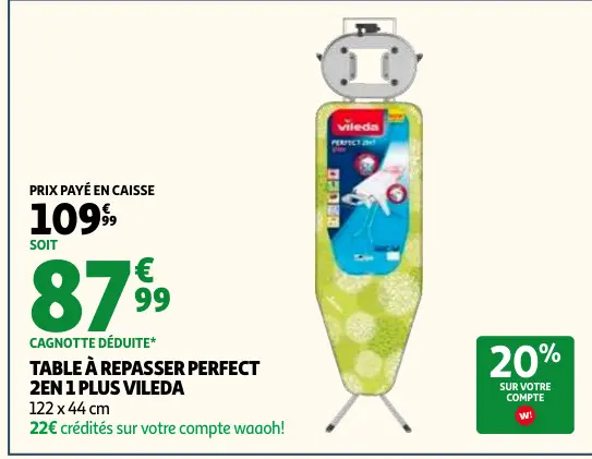 Offre: Table à repasser perfect 2en 1 plus