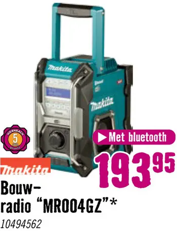 Aanbieding: MAKITA Accu bouwradio XGT MR004GZ 12-40V (excl. accu en lader)