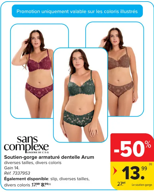 Offre: Sans Complexe Soutien-gorge armaturé dentelle Arum