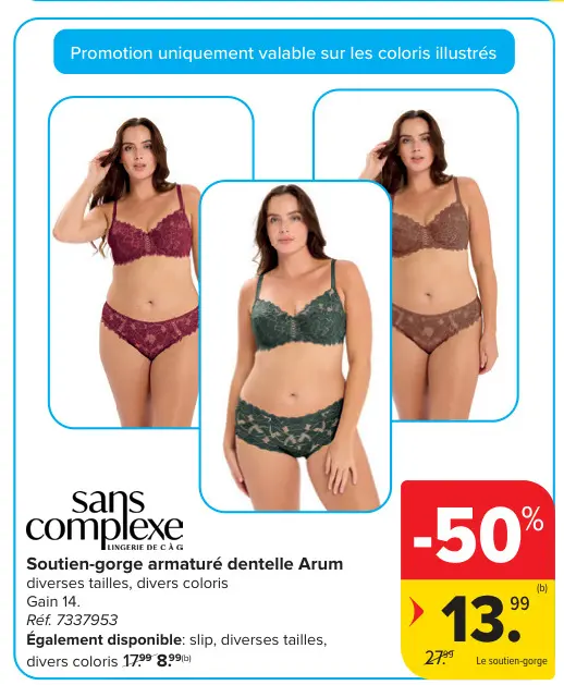 Offre: Sans Complexe Soutien-gorge armaturé dentelle Arum