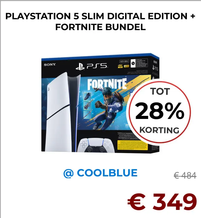 Aanbieding: Playstation 5 slim digital edition + fortnite