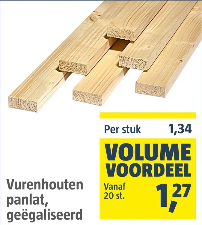 Aanbieding: Vurenhouten panlat, geëgaliseerd