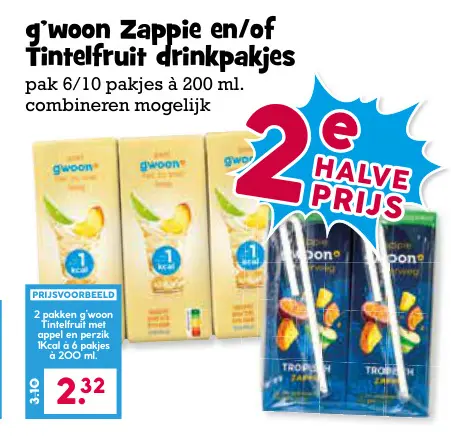 Aanbieding: Zappie en/of Tintelfruit drinkpakjes
