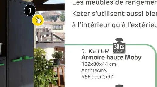 Offre: Armoire haute keter moby anthracite 182x44x80cm