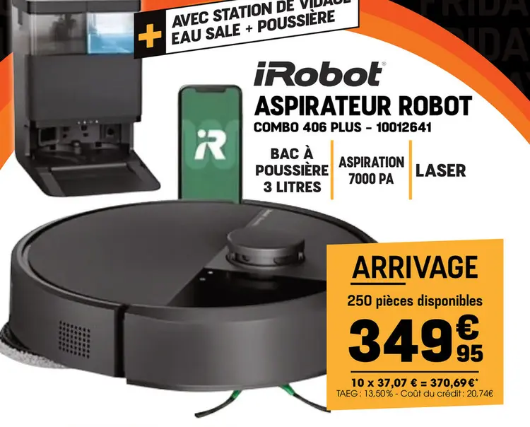 Offre: Aspirateur robot combo 406 plus