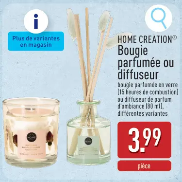 Offre: Bougie parfumée ou diffuseur