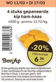 Promotie: Gepaneerde kip ham-kaas