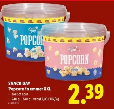 Promotie: Popcorn in emmer XXL