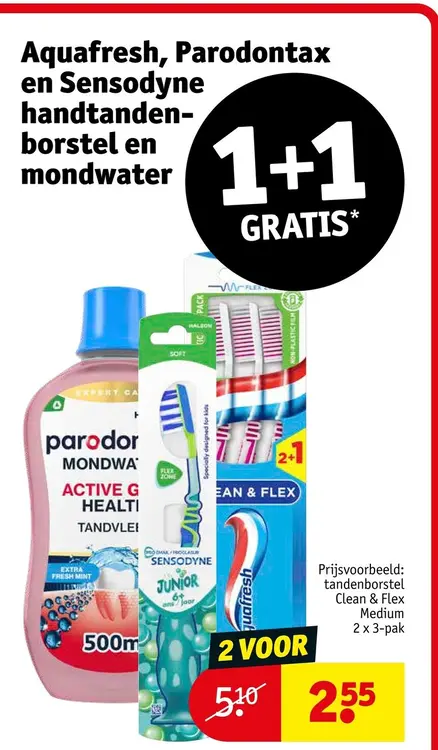 Aanbieding: Aquafresh, Parodontax en Sensodyne handtandenborstel en mondwater