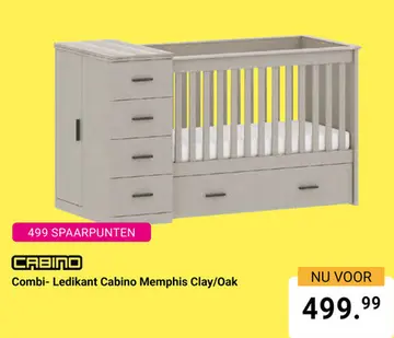 Aanbieding: Combi- Ledikant Cabino Memphis Clay/Oak
