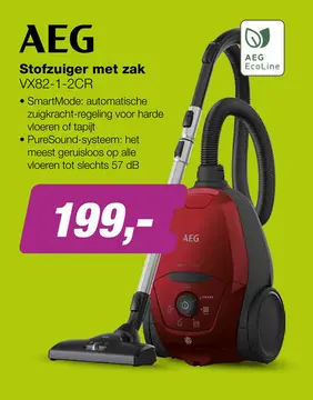 Aanbieding: AEG VX82-1-2CR Stofzuiger met Zak - Rood