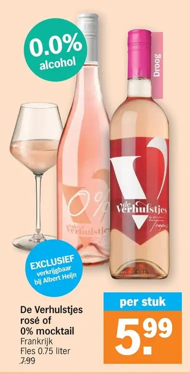 Promotie: De Verhulstjes rosé of 0% mocktail