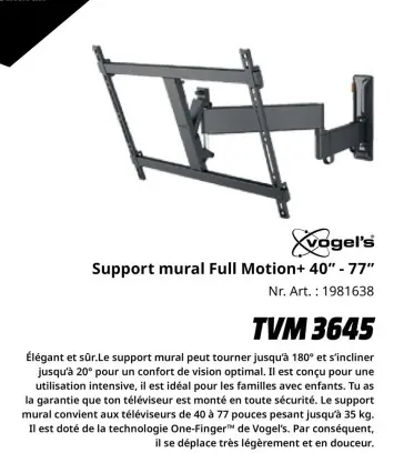 Offre: Support mural Full Motion+ 40" - 77"