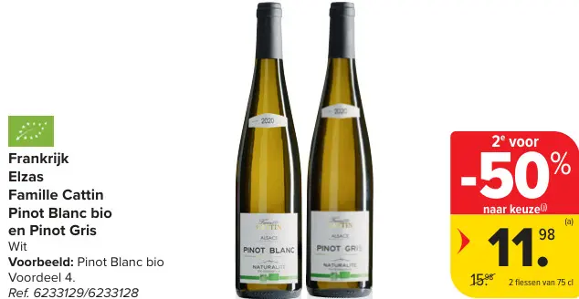 Promotie: Famille Cattin Pinot Blanc bio en Pinot Gris