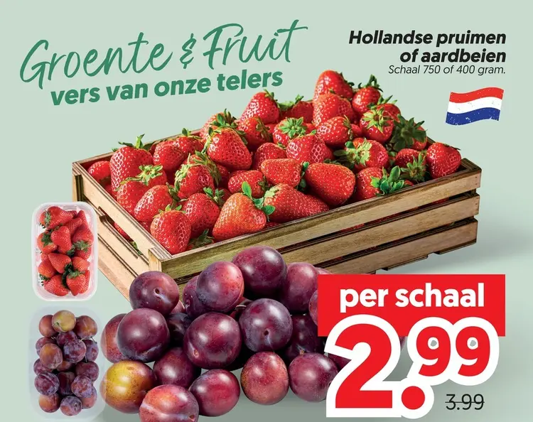 Aanbieding: Hollandse pruimen of aardbeien