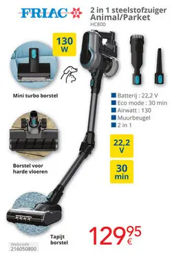 Promotie: 2 in 1 steelstofzuiger Animal/Parket