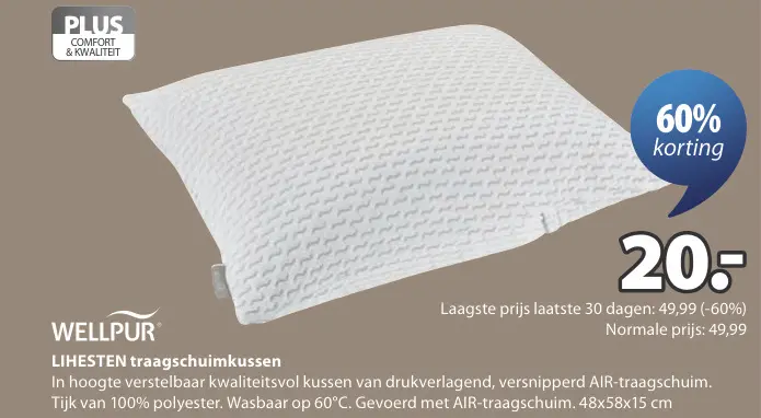 Promotie: LIHESTEN traagschuimkussen
