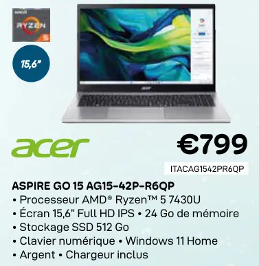 Offre: Aspire go 15 ag15-42p-r6qp