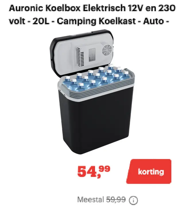 Promotie: Koelbox Elektrisch 12V en 230 volt - 20L - Camping koelkast