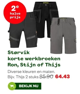 Aanbieding: korte werkbroeken Ron, Stijn of Thijs