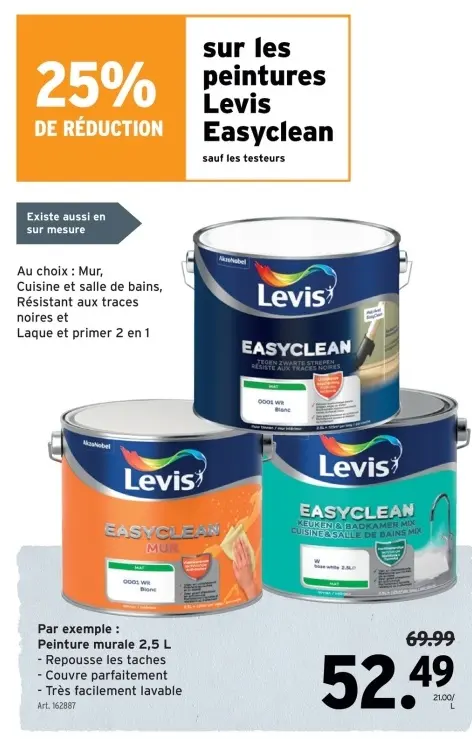 Offre: Peintures Levis Easyclean